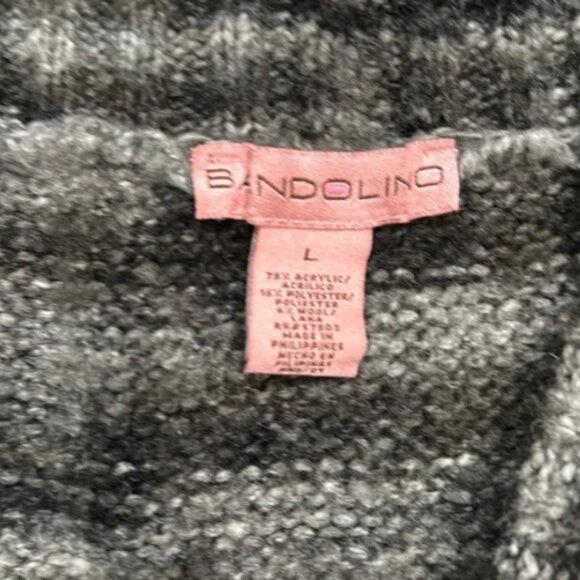 Bandolin Sweater Cardigan Women’s Sz Large Gray Striped Single Button Cozy Soft - Picture 5 of 9